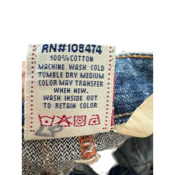 vintage True Religion Women’s Distressed Flare Jeans Size 28 Blue Denim Made In - Picture 4 of 11
